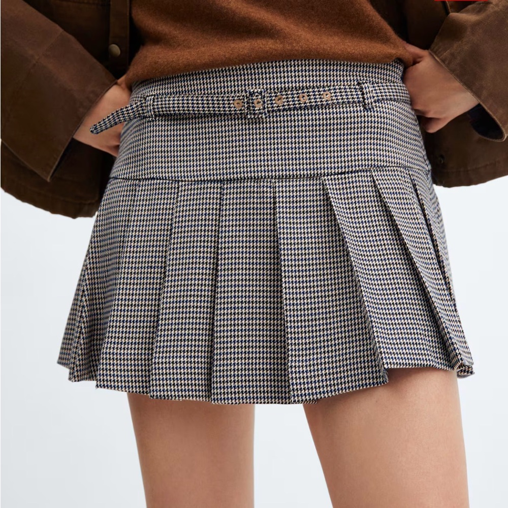 Mango houndstooth mini skirt